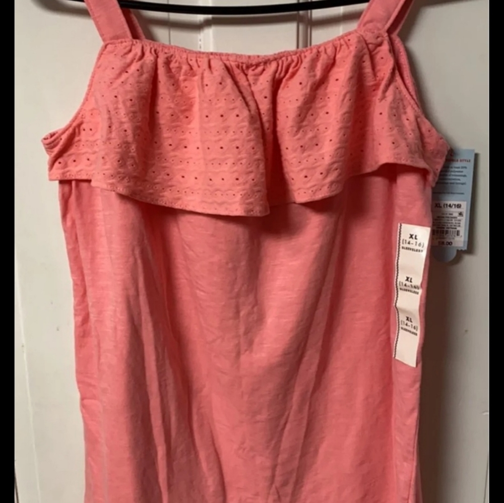 Girls Pink Off Shoulder Top with Straps XL